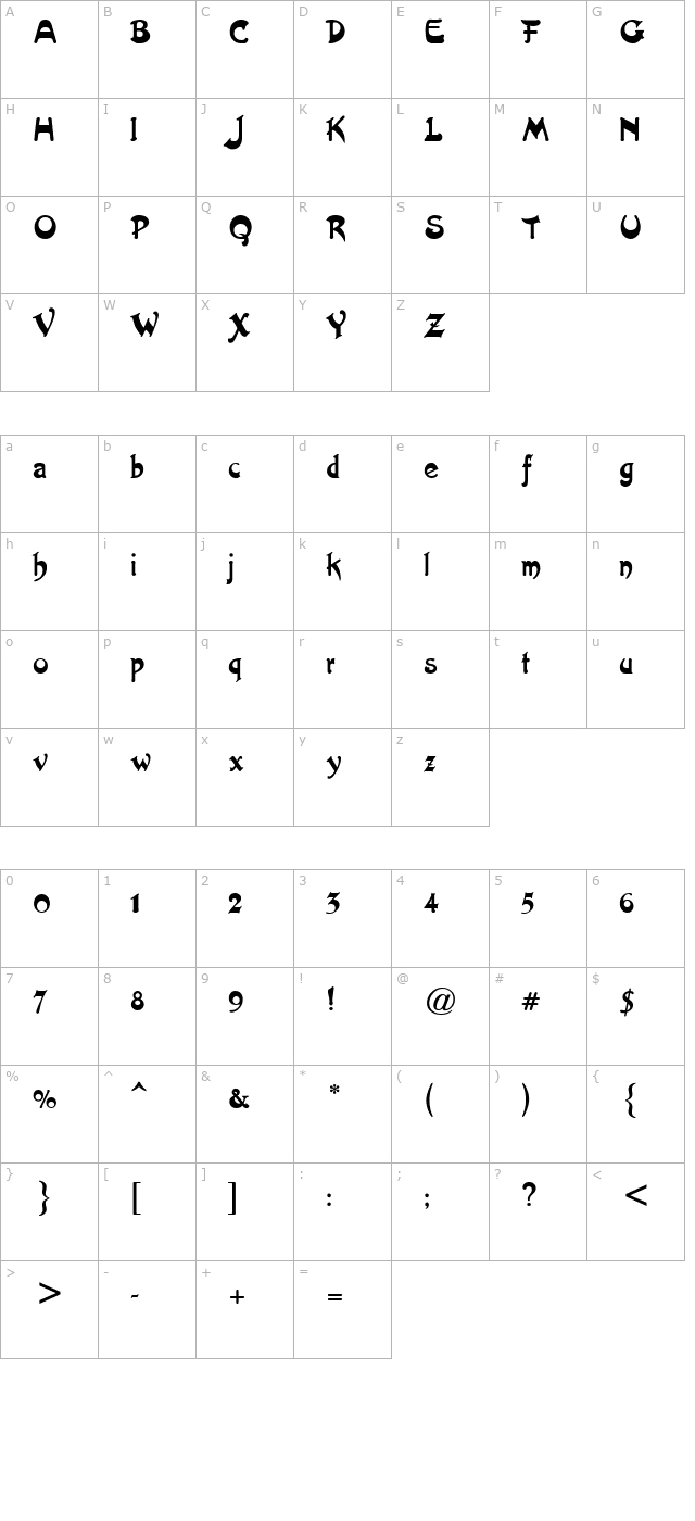 Karavan Display SSi character map