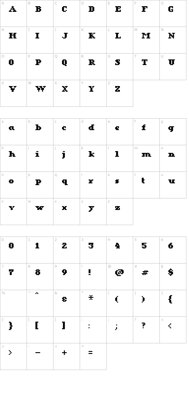 KareSixDotsSerif-Bold character map