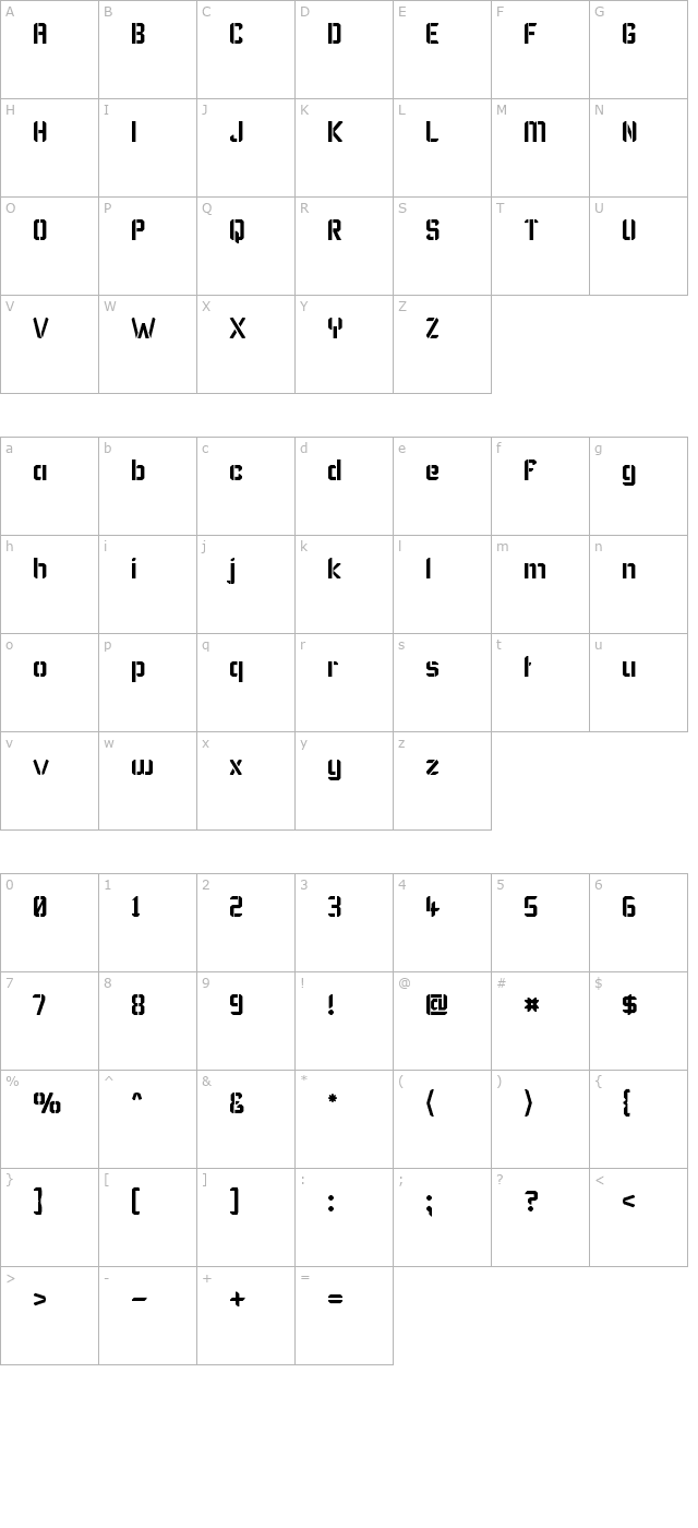 Karisma Stencil character map