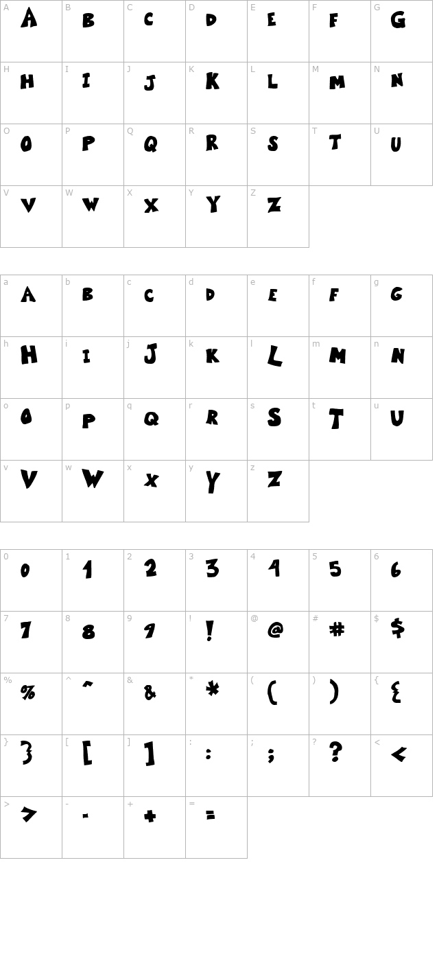 kartoone-solid character map