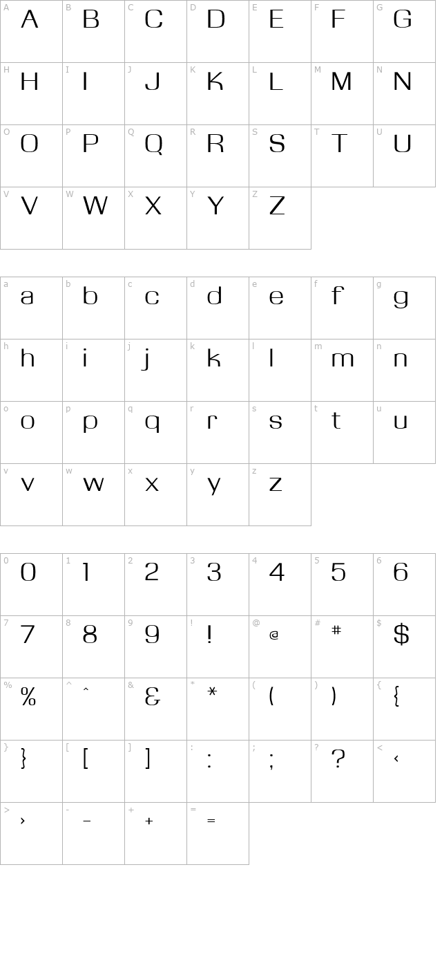 KasseFLF character map