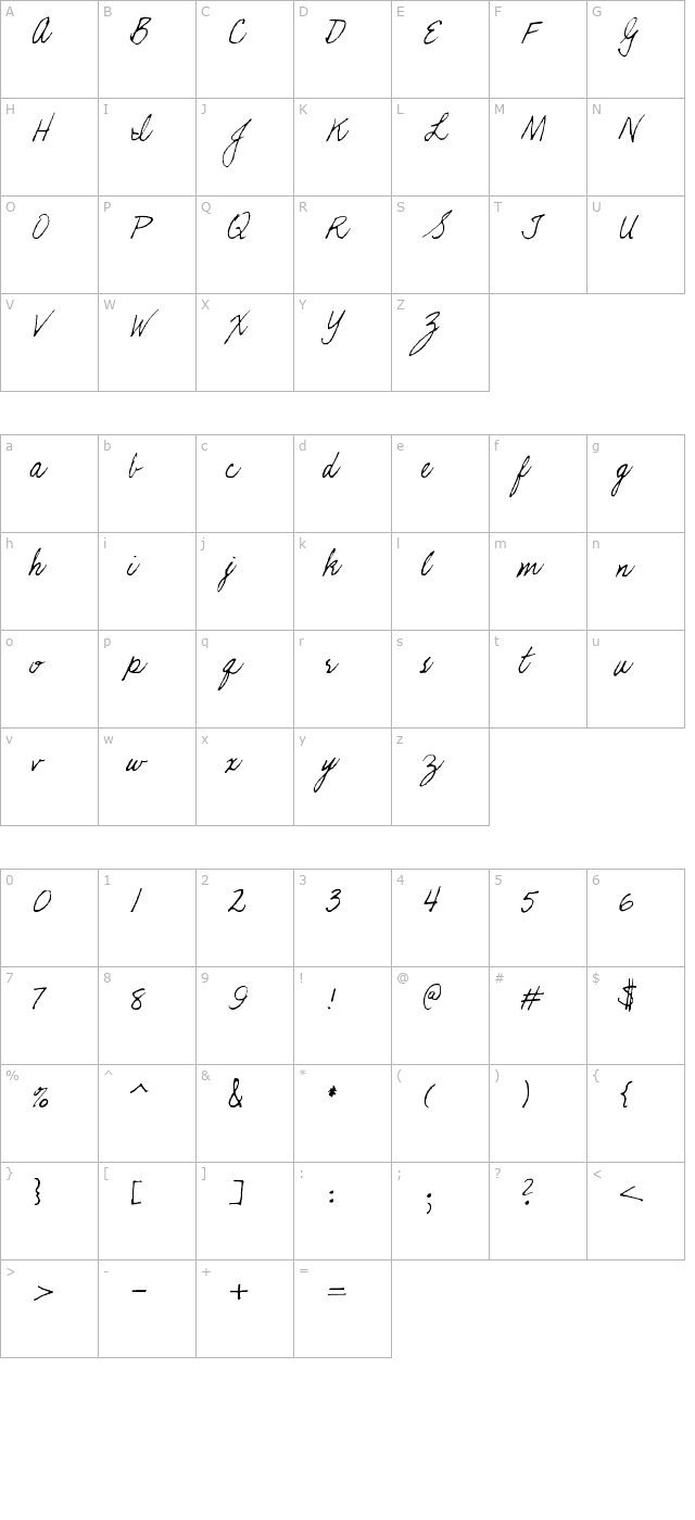 KathleenieFont character map