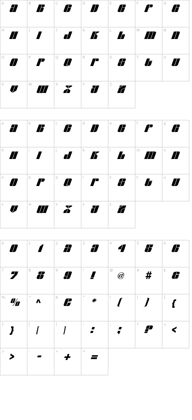 KatieBecker-Bold character map