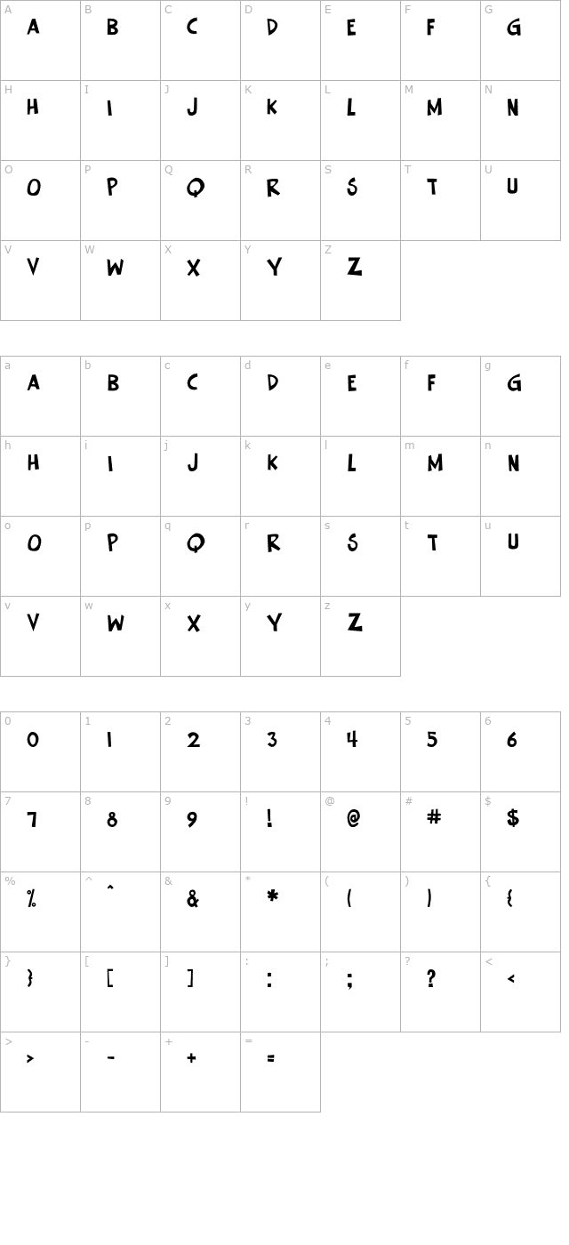 keener-otf character map