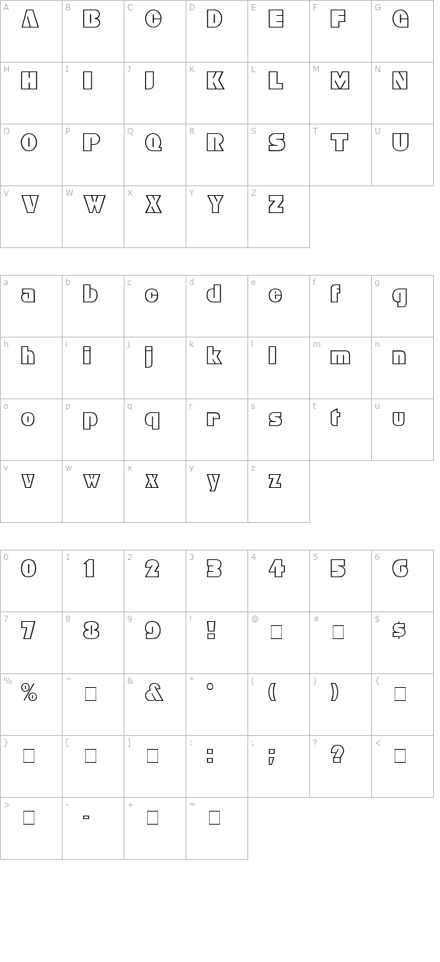 Kena Open Face Display SSi character map