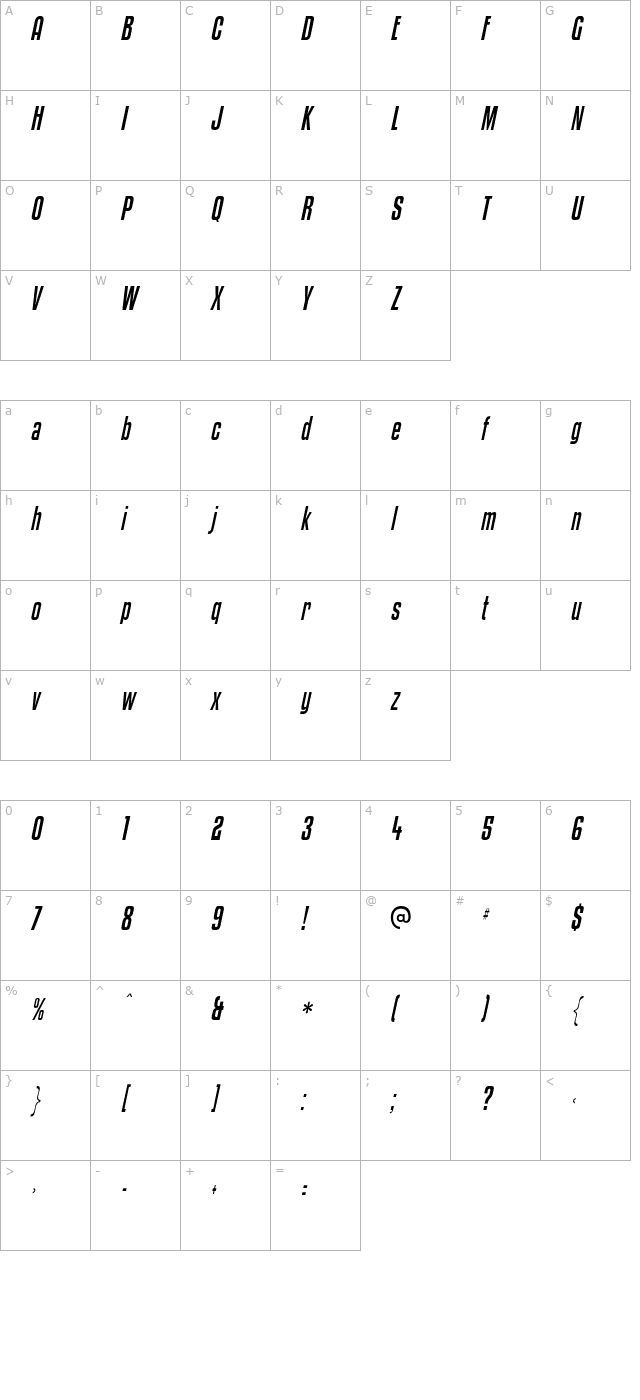 kenyan-coffee-italic character map