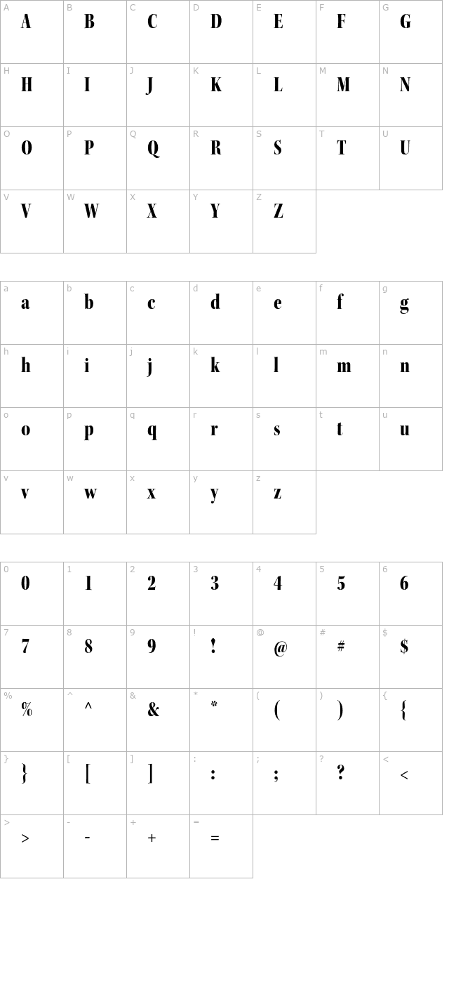 KeplerStd-BlackCnDisp character map