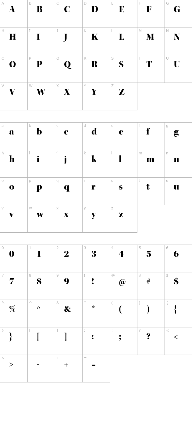 keplerstd-blackdisp character map