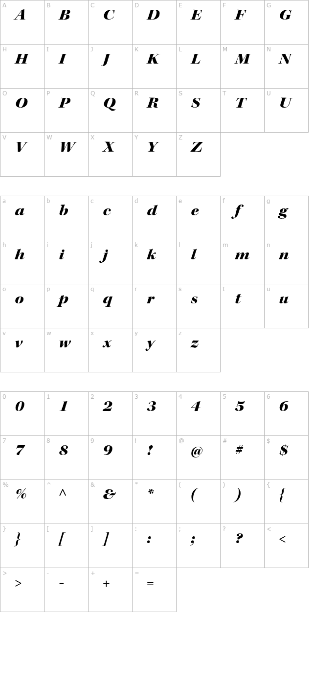 keplerstd-blackextitdisp character map