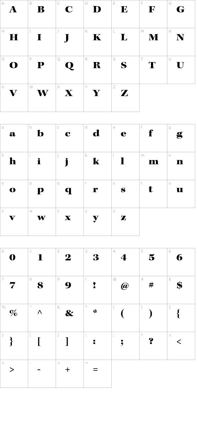 KeplerStd-BlackExtSubh character map