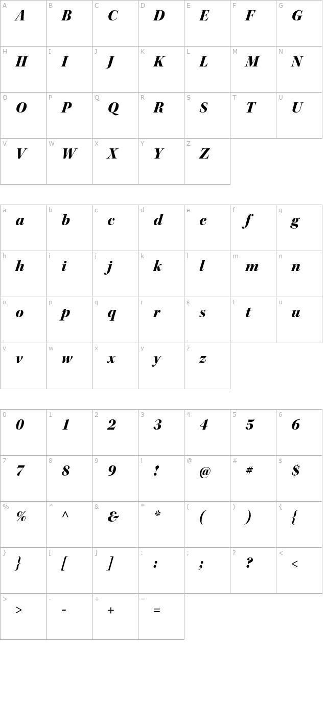 keplerstd-blackitdisp character map