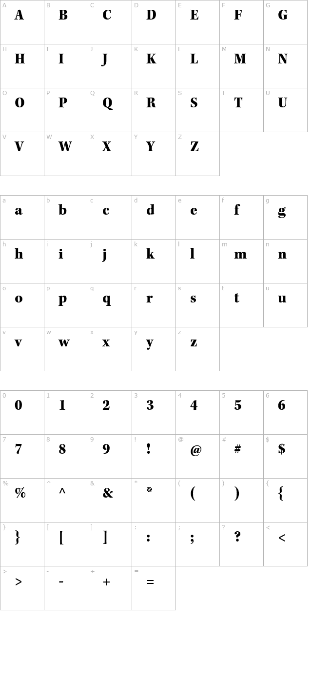 KeplerStd-BlackScn character map