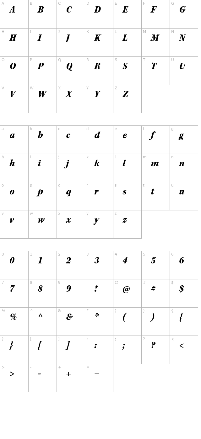 KeplerStd-BlackScnIt character map