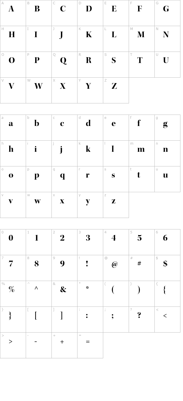 keplerstd-bolddisp character map