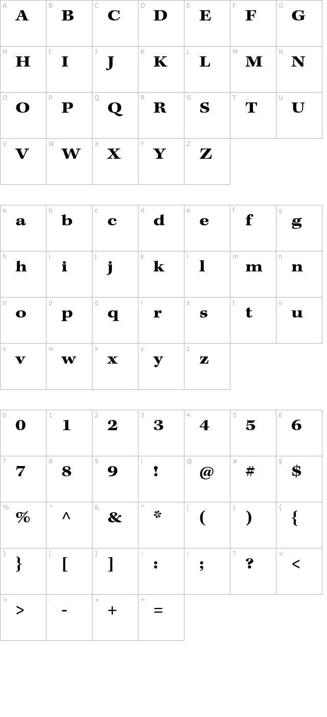 KeplerStd-BoldExtCapt character map