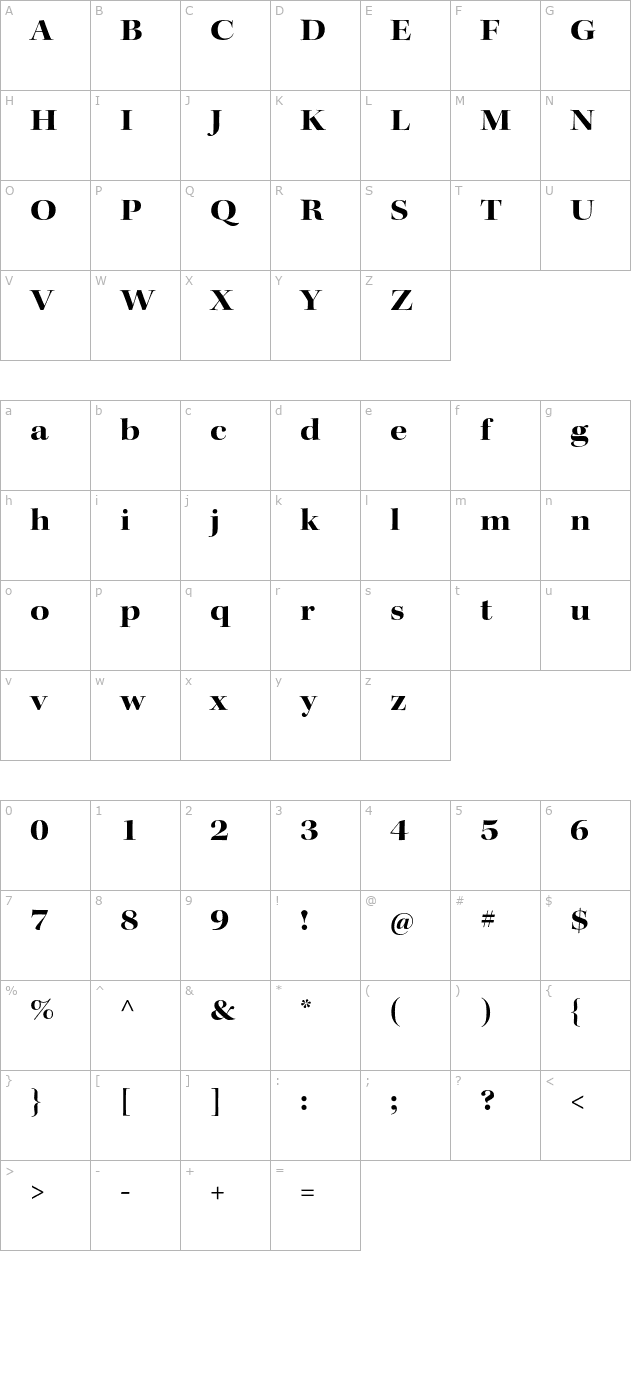 KeplerStd-BoldExtDisp character map