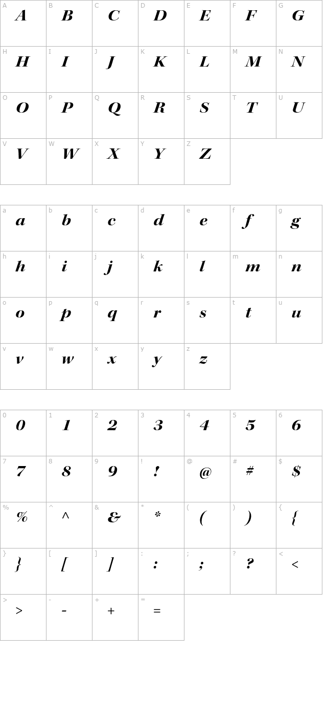 KeplerStd-BoldExtItDisp character map