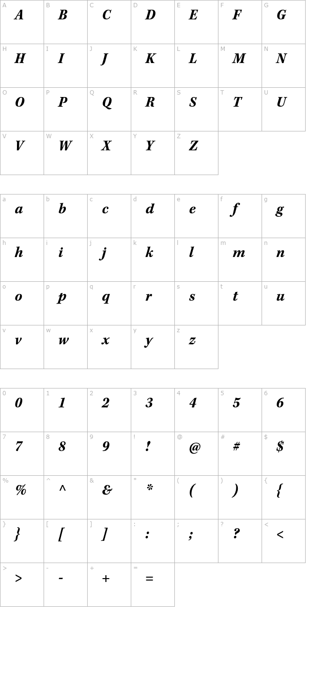 KeplerStd-BoldScnItCapt character map