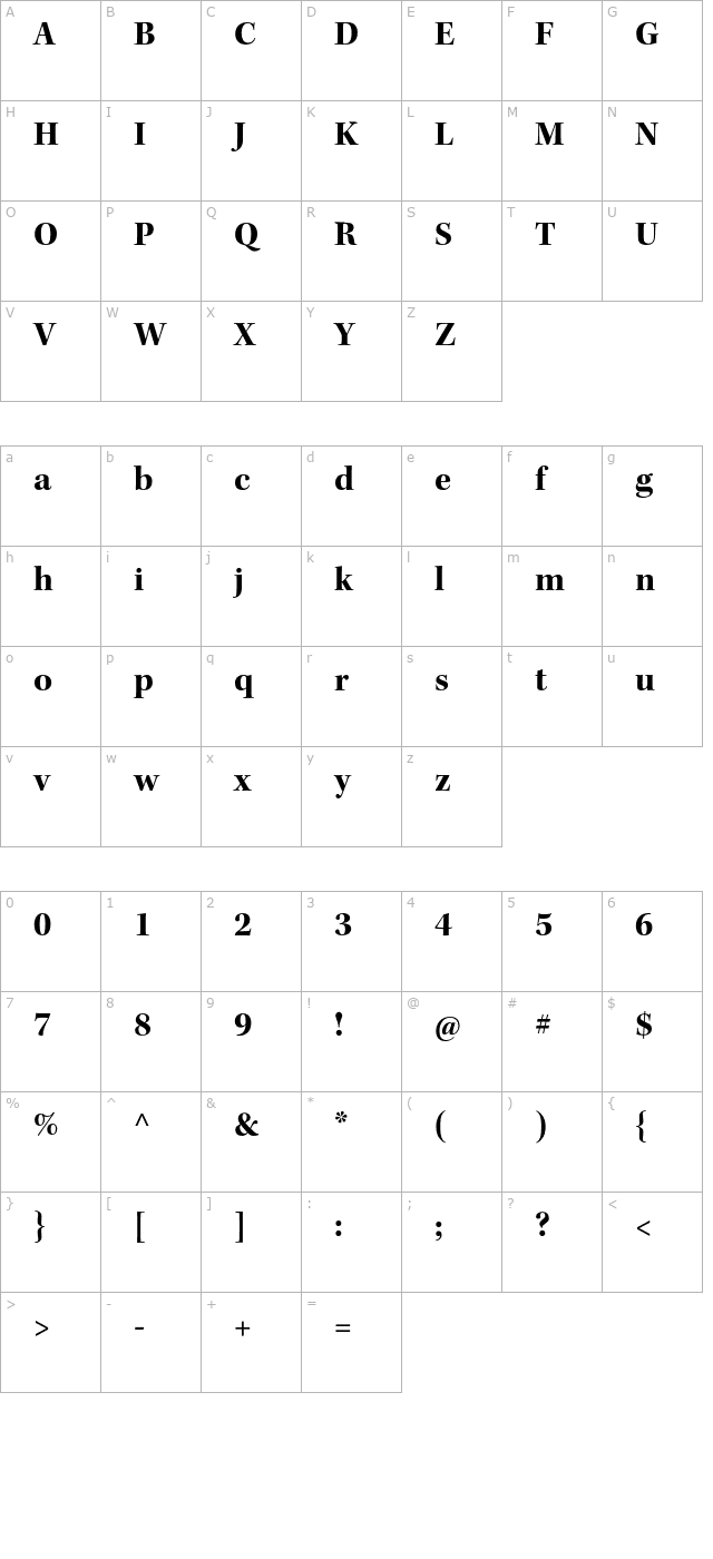 KeplerStd-BoldSubh character map