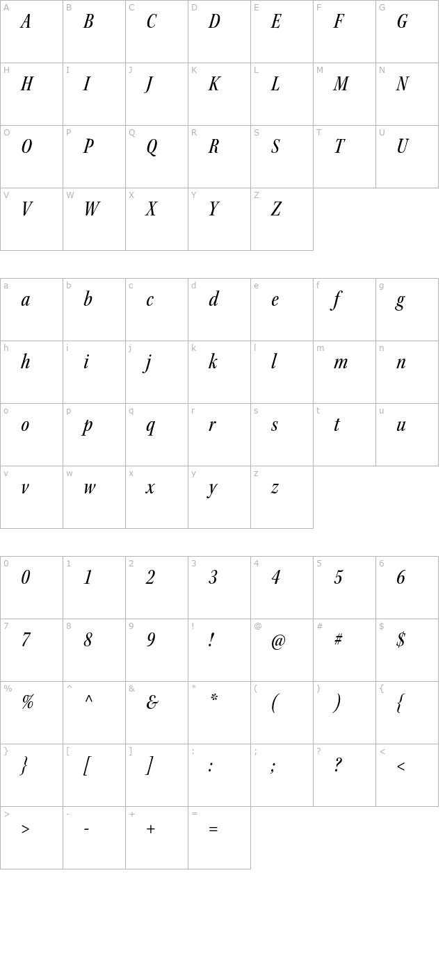 KeplerStd-MediumCnItSubh character map