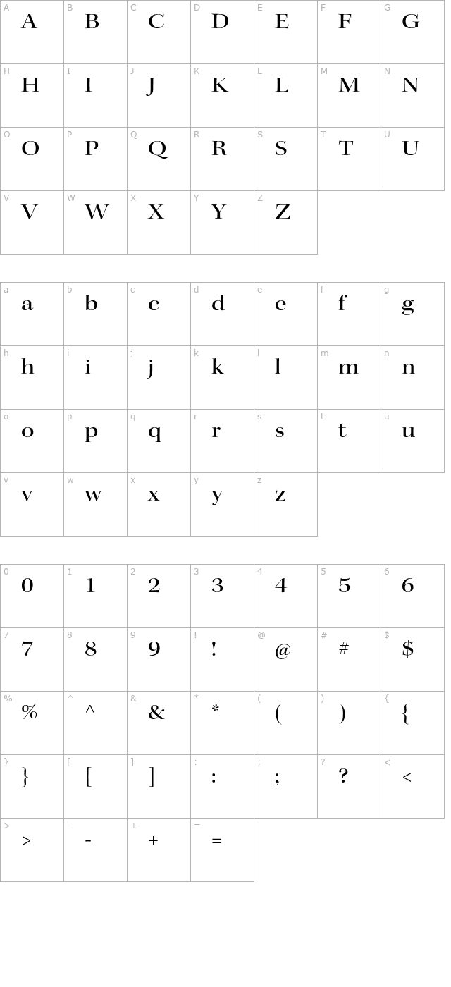 KeplerStd-MediumExtDisp character map