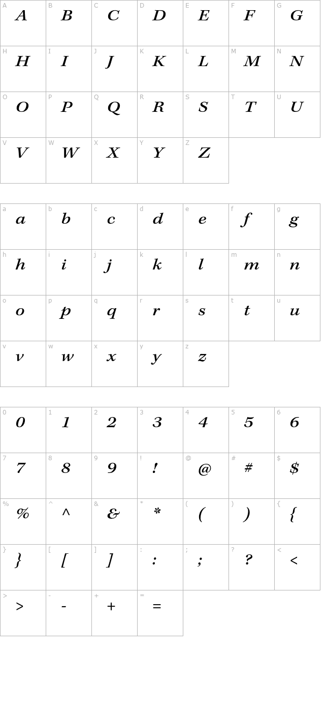 KeplerStd-MediumExtIt character map