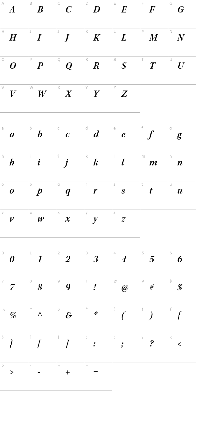 keplerstd-semibolditsubh character map