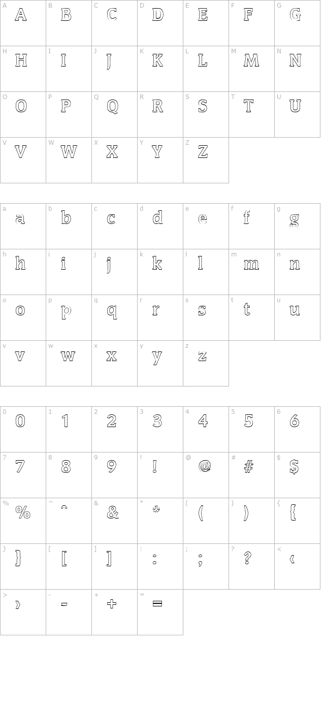 KevinBeckerOutline-Bold character map