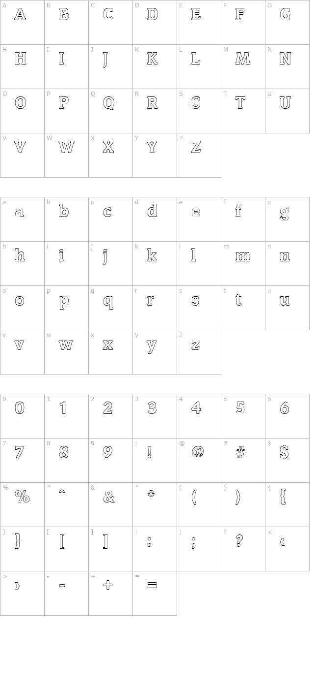 KevinBeckerOutline-ExtraBold-Regular character map