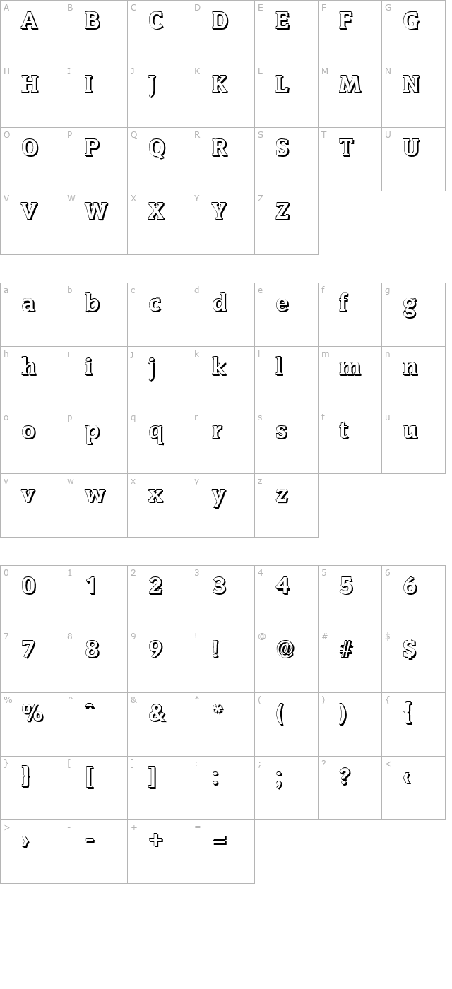 KevinBeckerShadow-ExtraBold-Regular character map