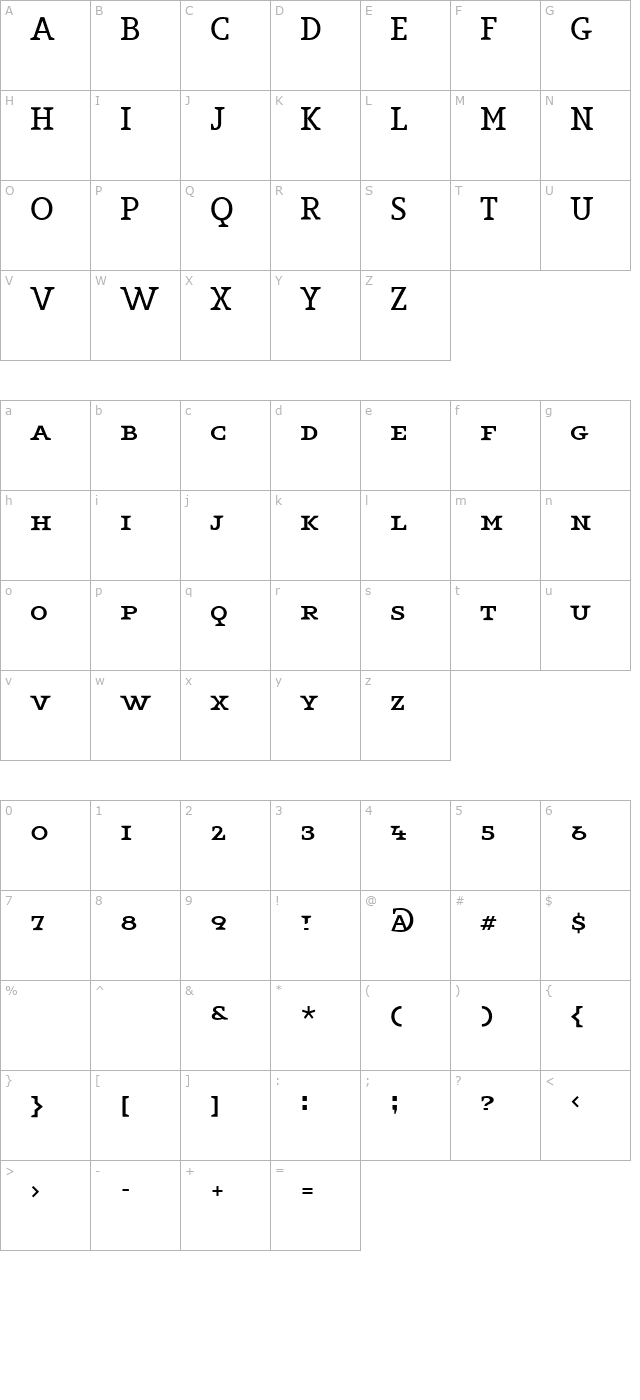 Key-LightCapitals character map