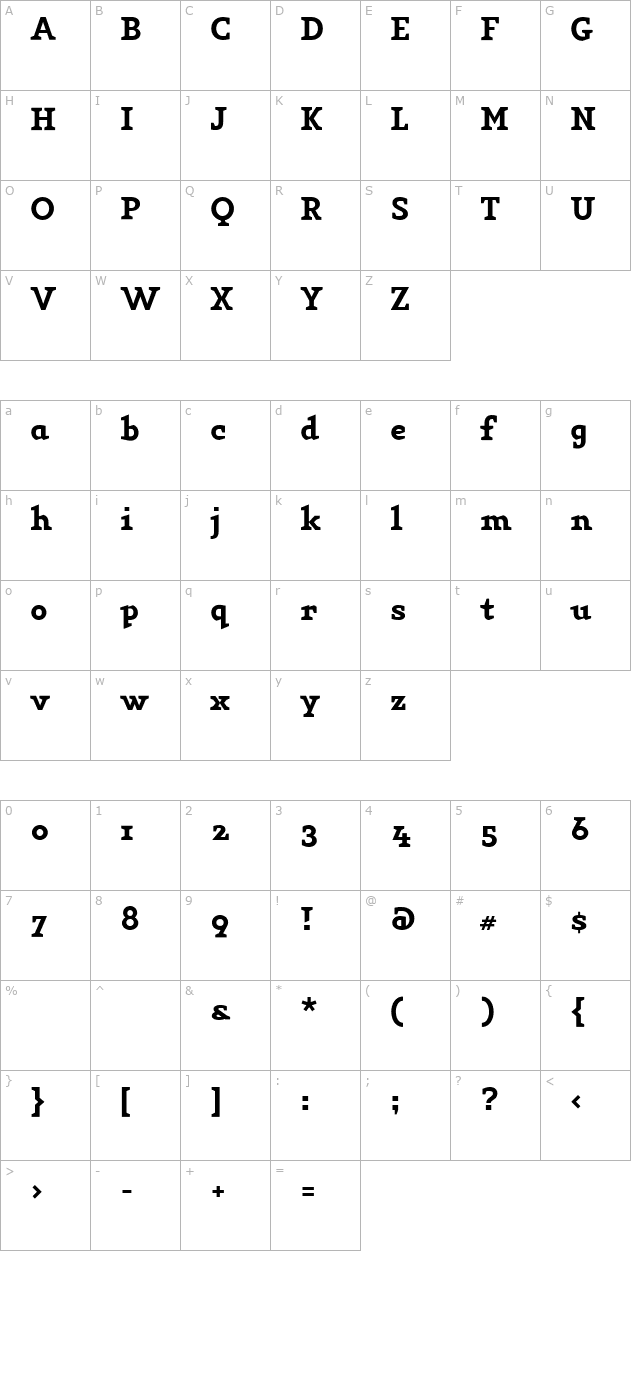 Key-Medium character map