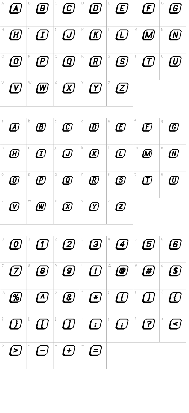 keyboardultrabolditalic character map