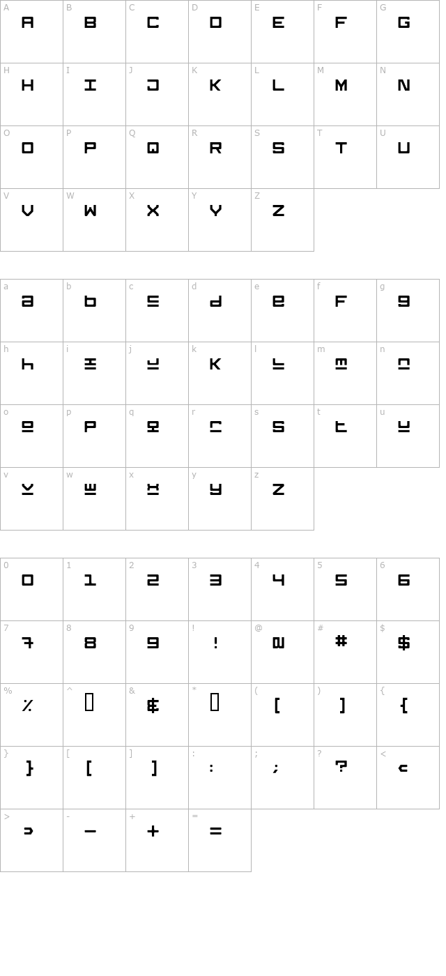 Keystone OTF character map