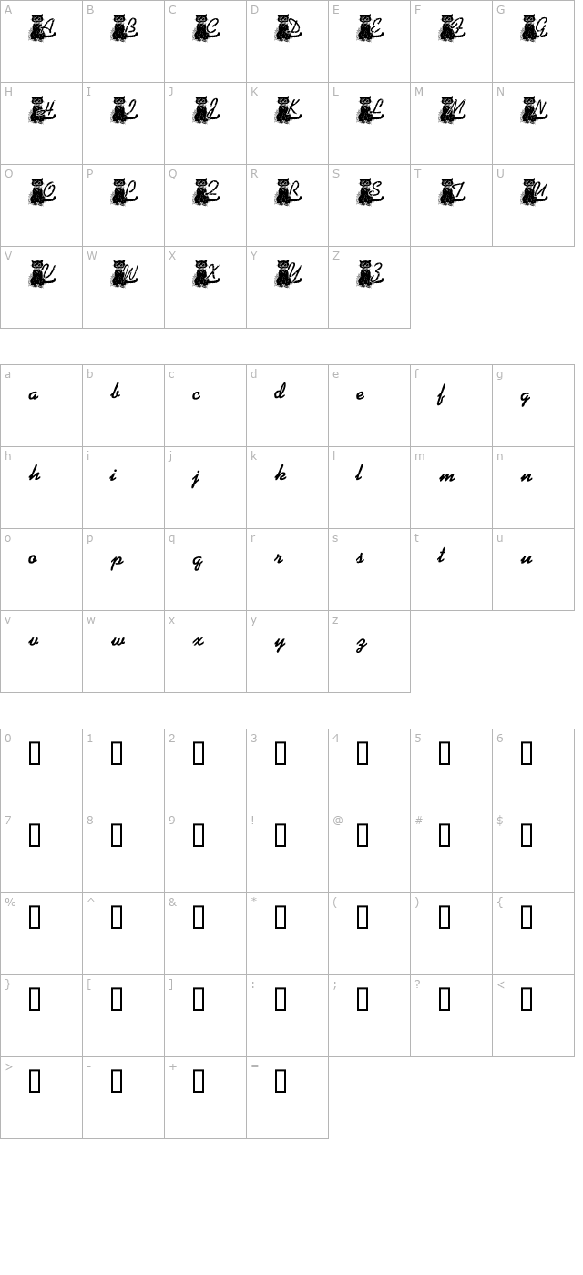 KG BLACKAT character map