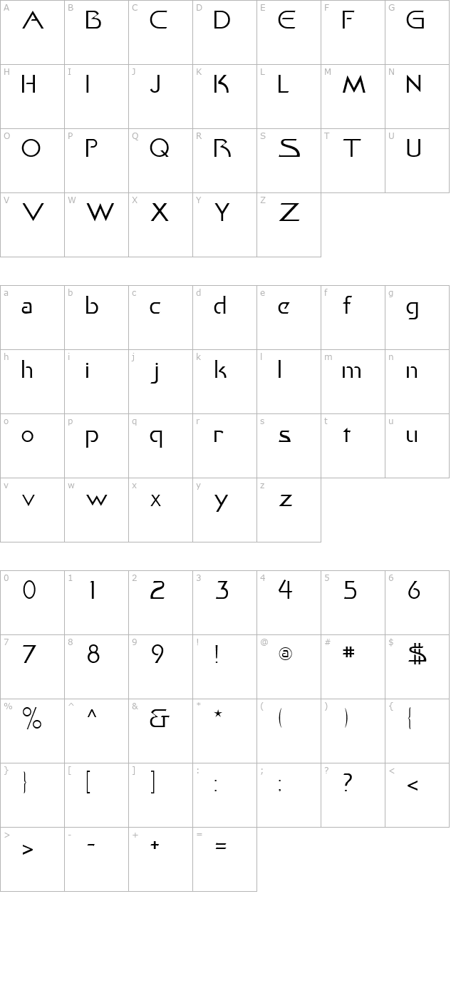 Khan Fill character map