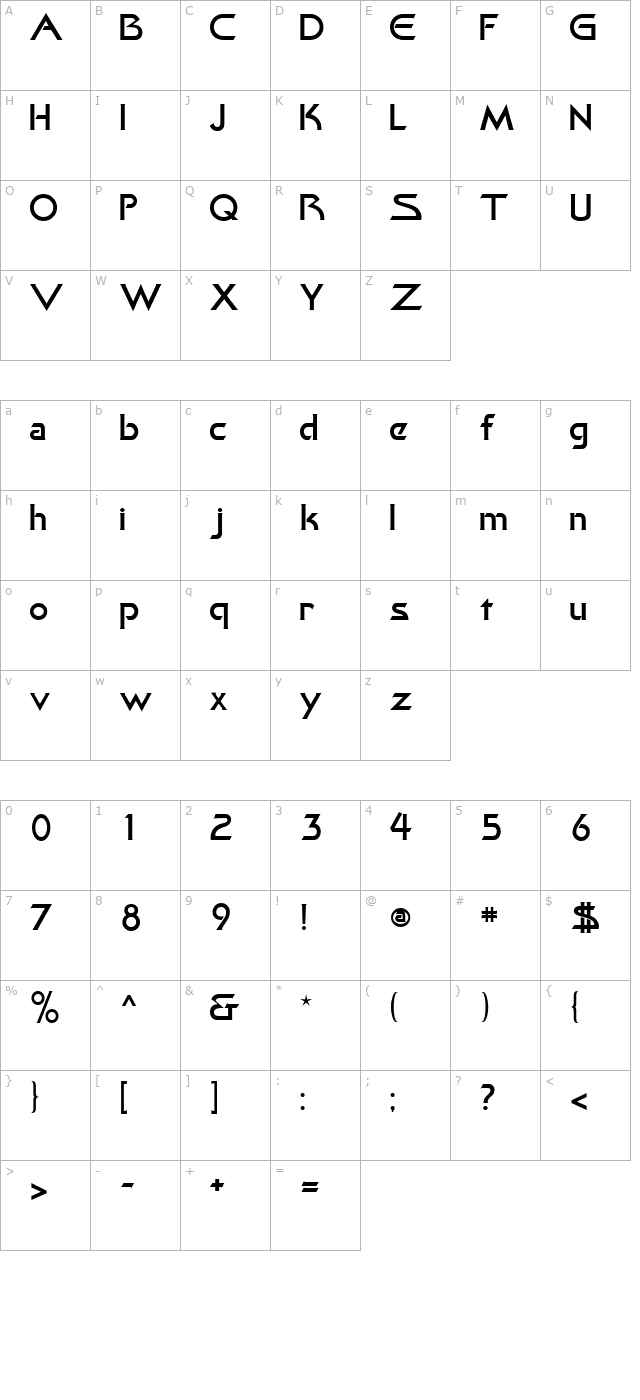 Khan character map