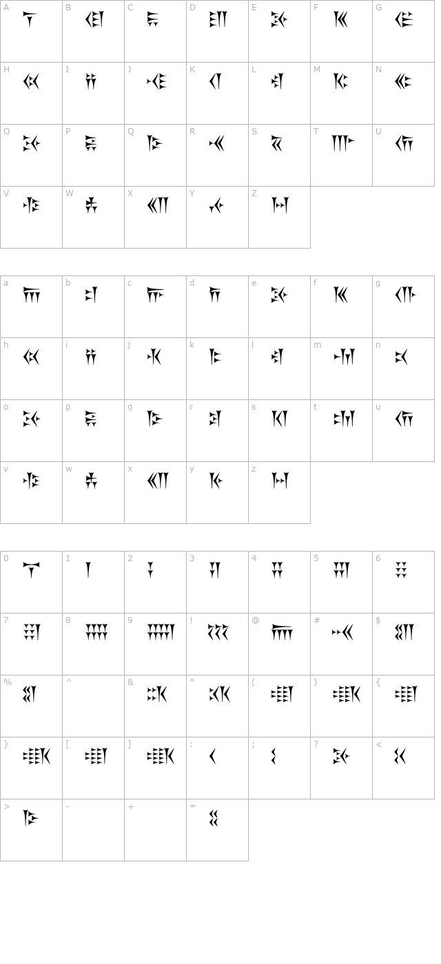 Khosrau font character map