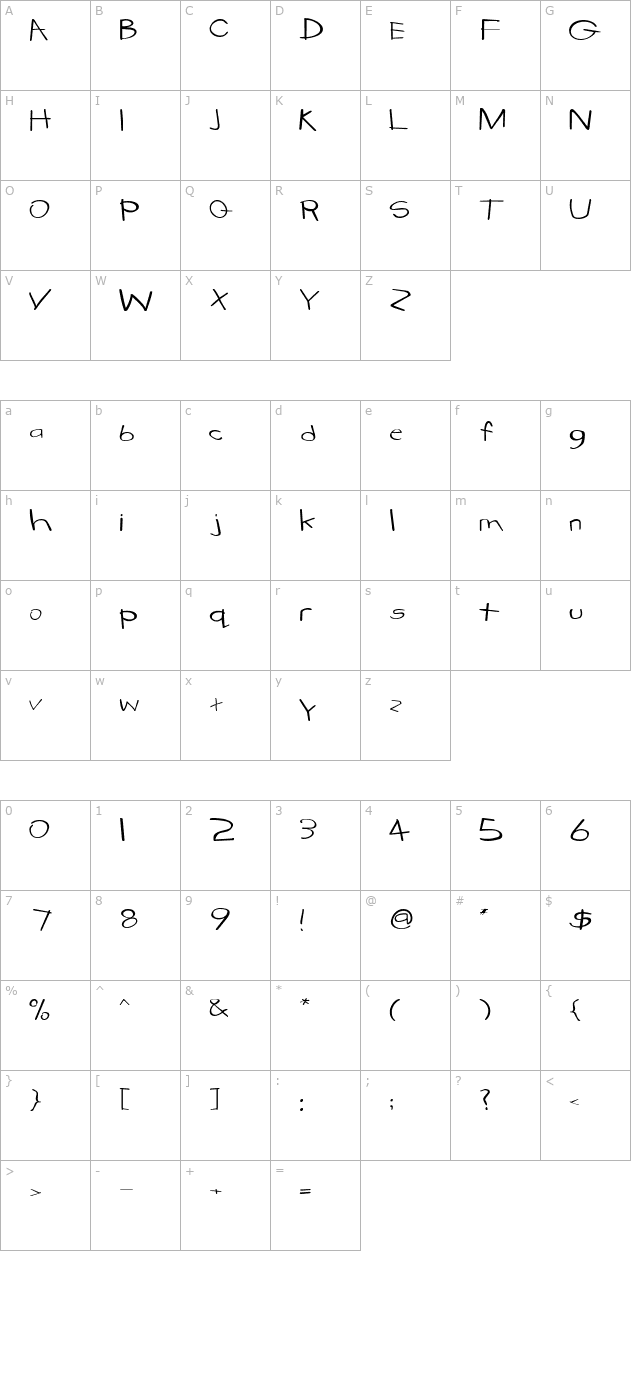 kidstuffextended character map