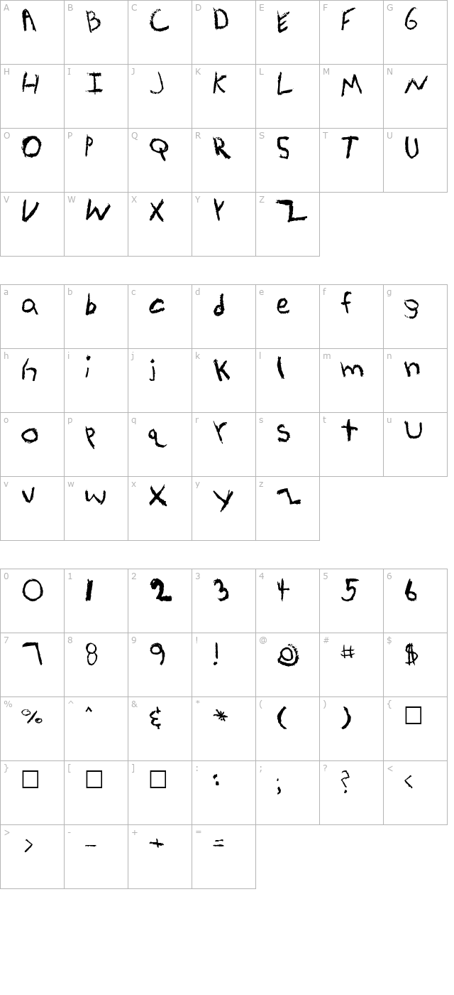 kidtype-crayona character map