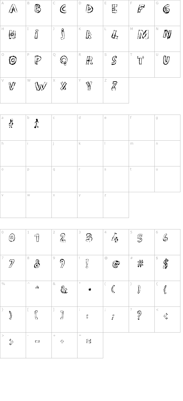 Kidy-CapsRegular character map