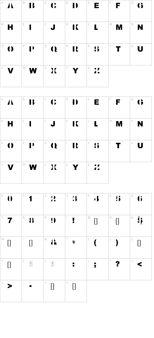 Kill All Fonts character map