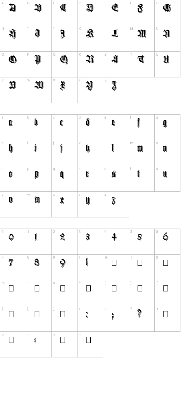 KilligrewStacatto character map