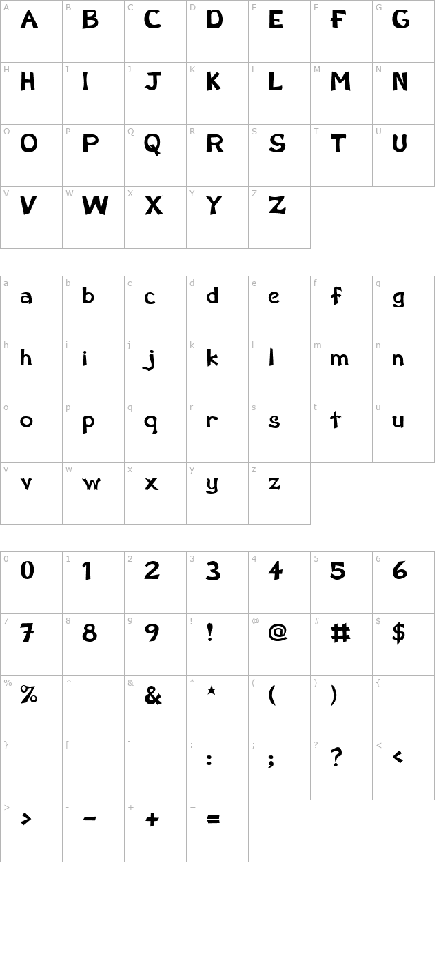 Kinders Regular character map