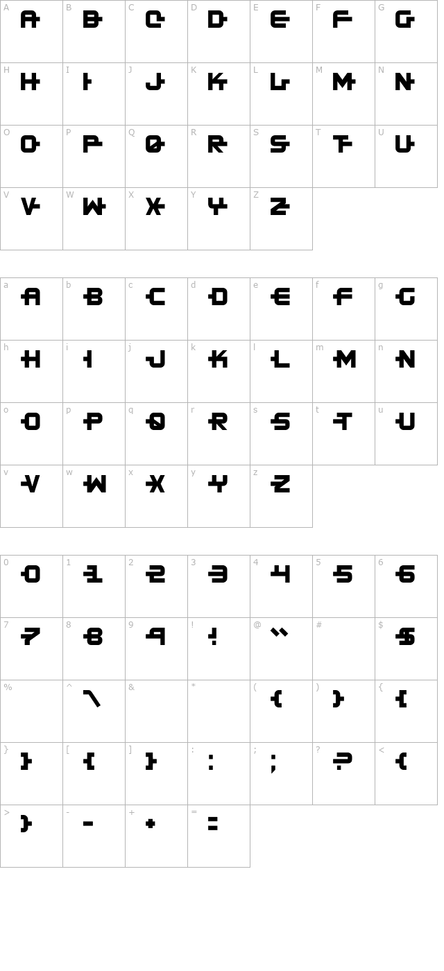 kinex-x character map