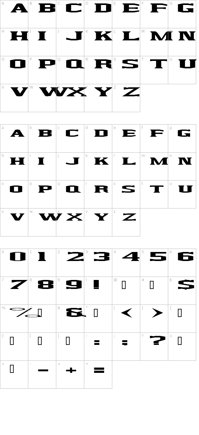 kingfresh character map