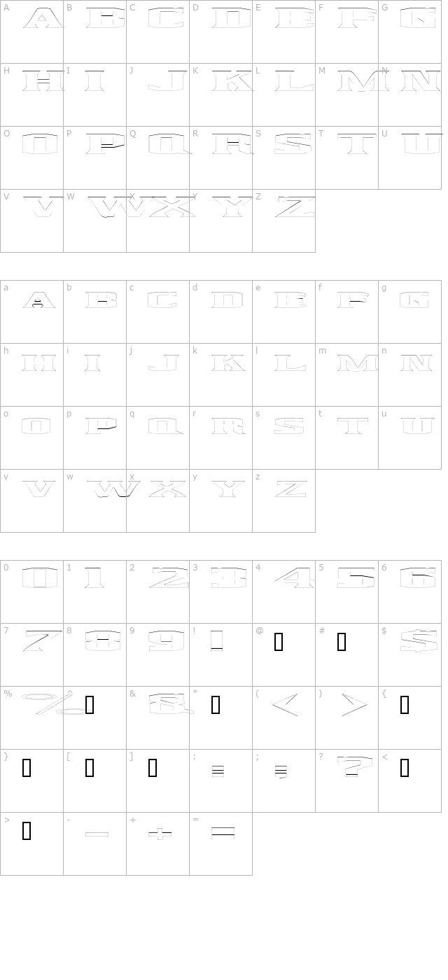 kingfreshoutline character map