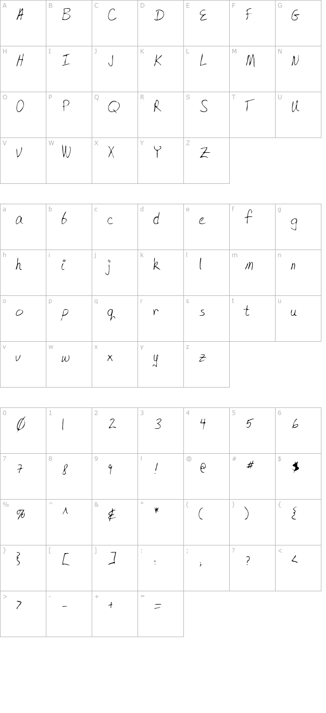 KitsHand Regular character map