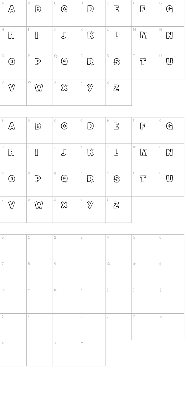 kiwi-outline character map