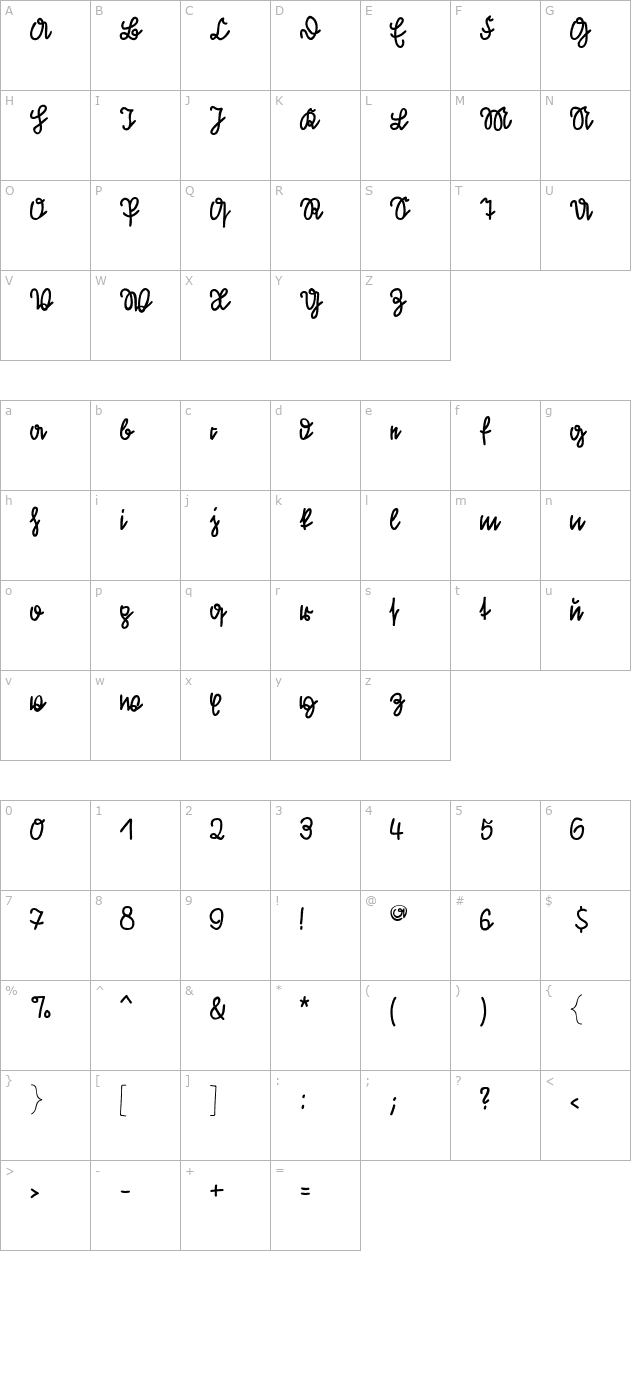 KleinsFirstScript character map